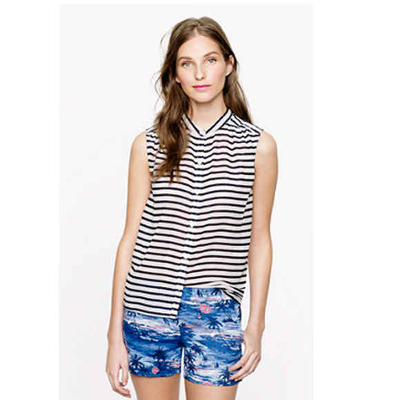 J.Crew Orange/Peach & White Striped Sleeveless Button Down Blouse Top Size 00 - Picture 8 of 8